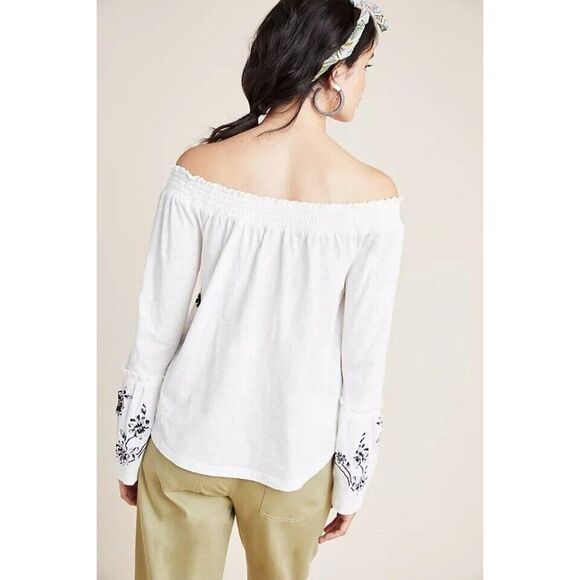 Anthropologie Annie Embroidered Off-The-Shoulder White & Black Boho Size XS NWT - Picture 10 of 10